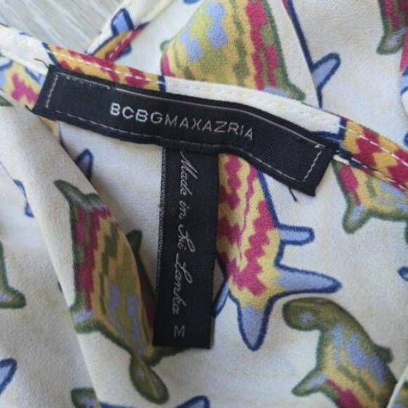 BCBGMaxazria romper fish and turtles tie top short shorts scoop neck medium - Picture 2 of 8